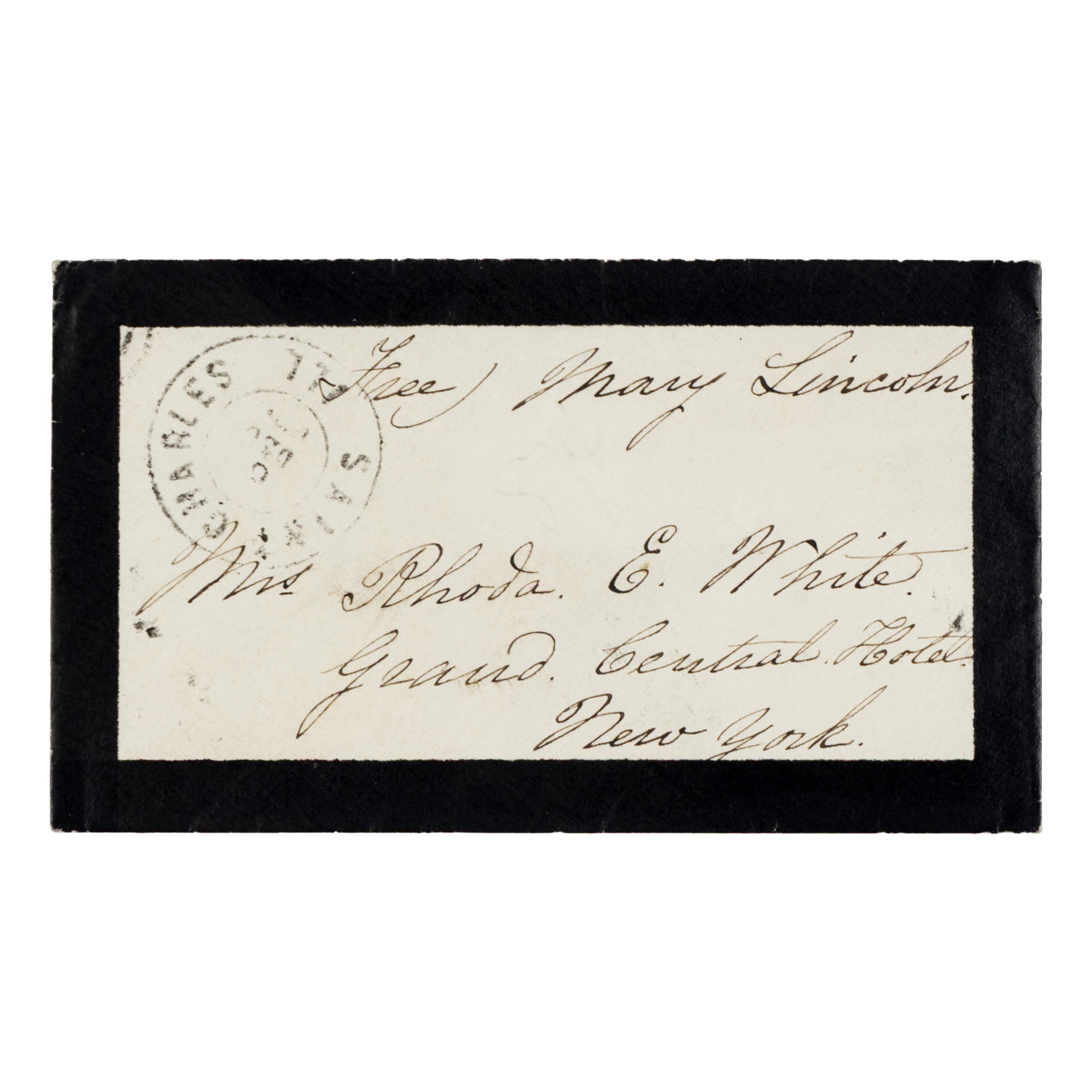 LINCOLN, Mary Todd (1818-1882). Autograph letter signed ("M.L.") to Rhoda White, Chicago, 8 December 1871.