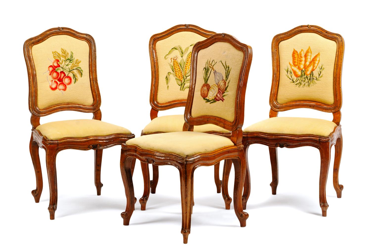 A Set of Four French Provincial Side Chairs Height 39 inches. — 18TH/19TH CENTURY