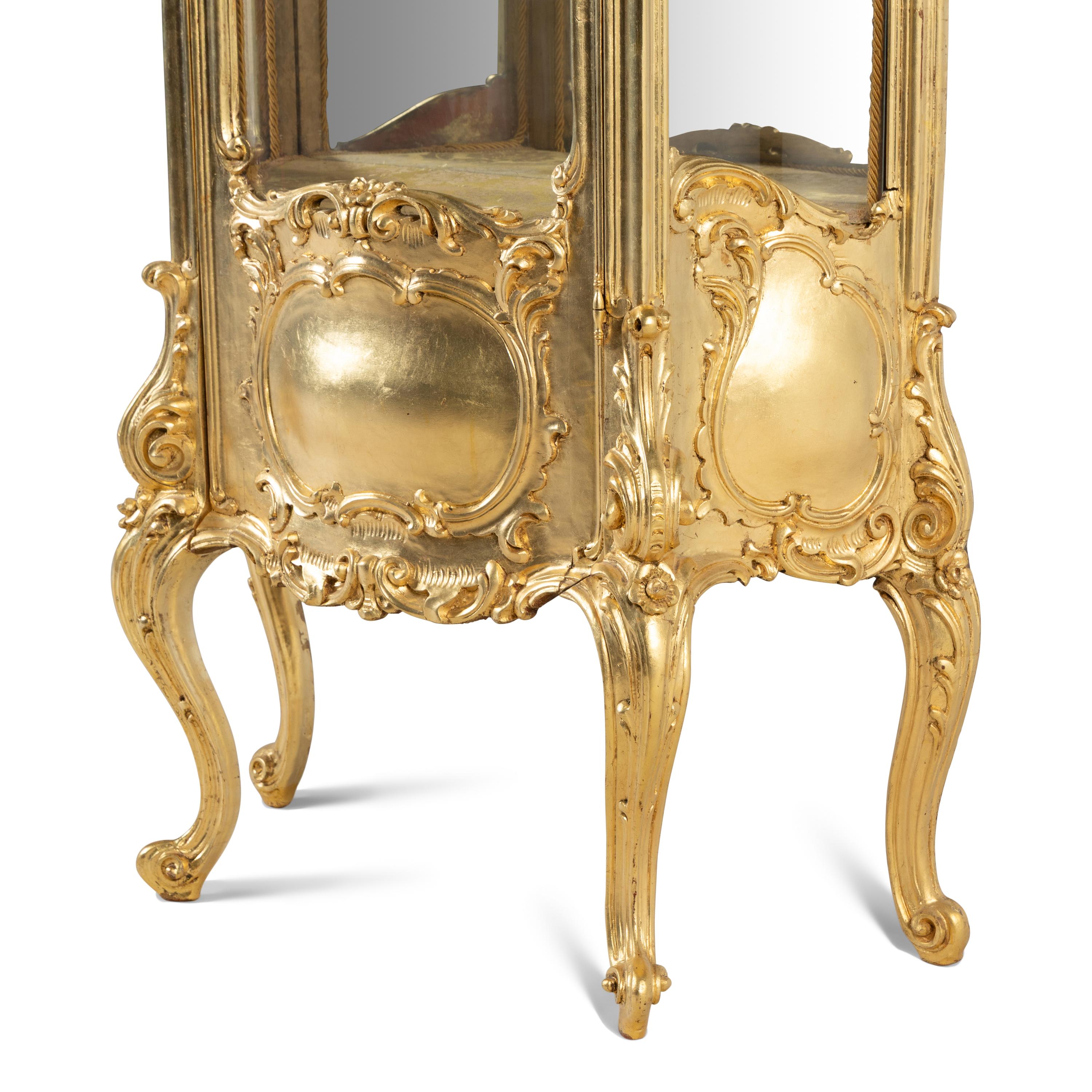 A Louis XV Style Giltwood Vitrine Cabinet