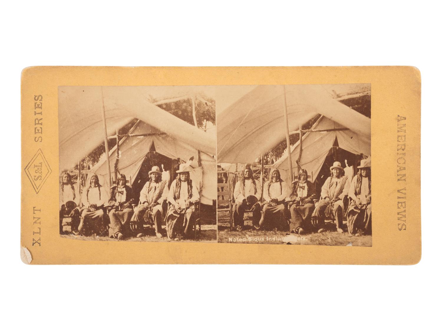 [NATIVE AMERICANS]. 7 stereoviews, featuring view of "Noted Sioux Chiefs" incl. Rain in the Face.