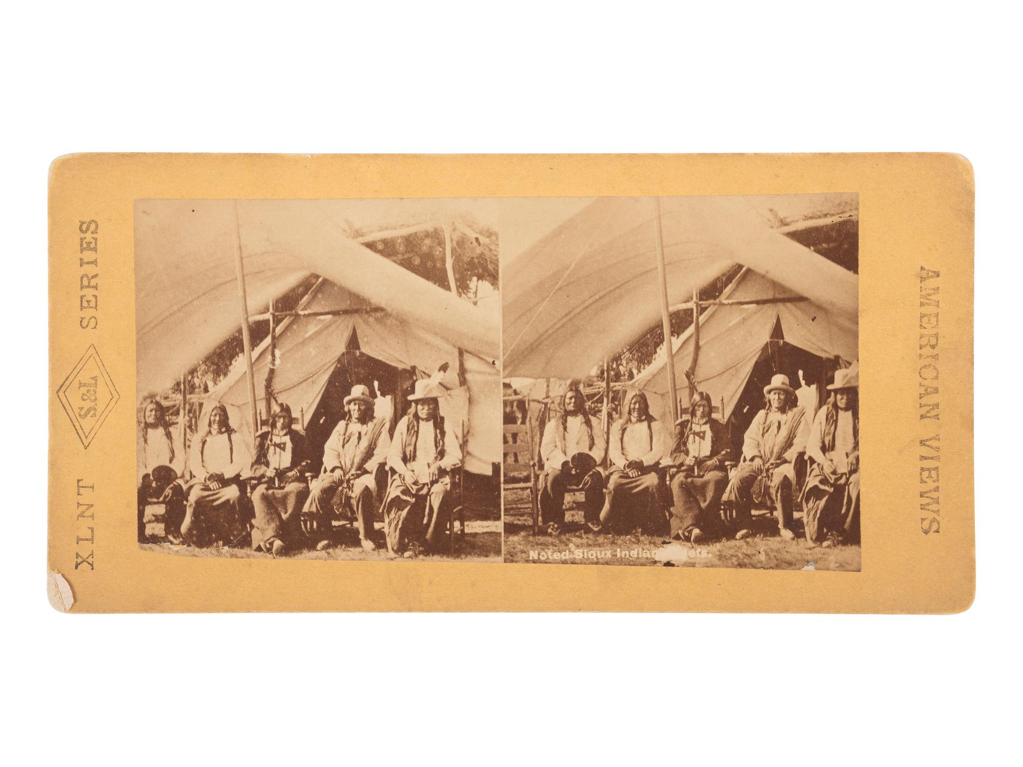 [NATIVE AMERICANS]. 7 stereoviews, featuring view of "Noted Sioux Chiefs" incl. Rain in the Face.