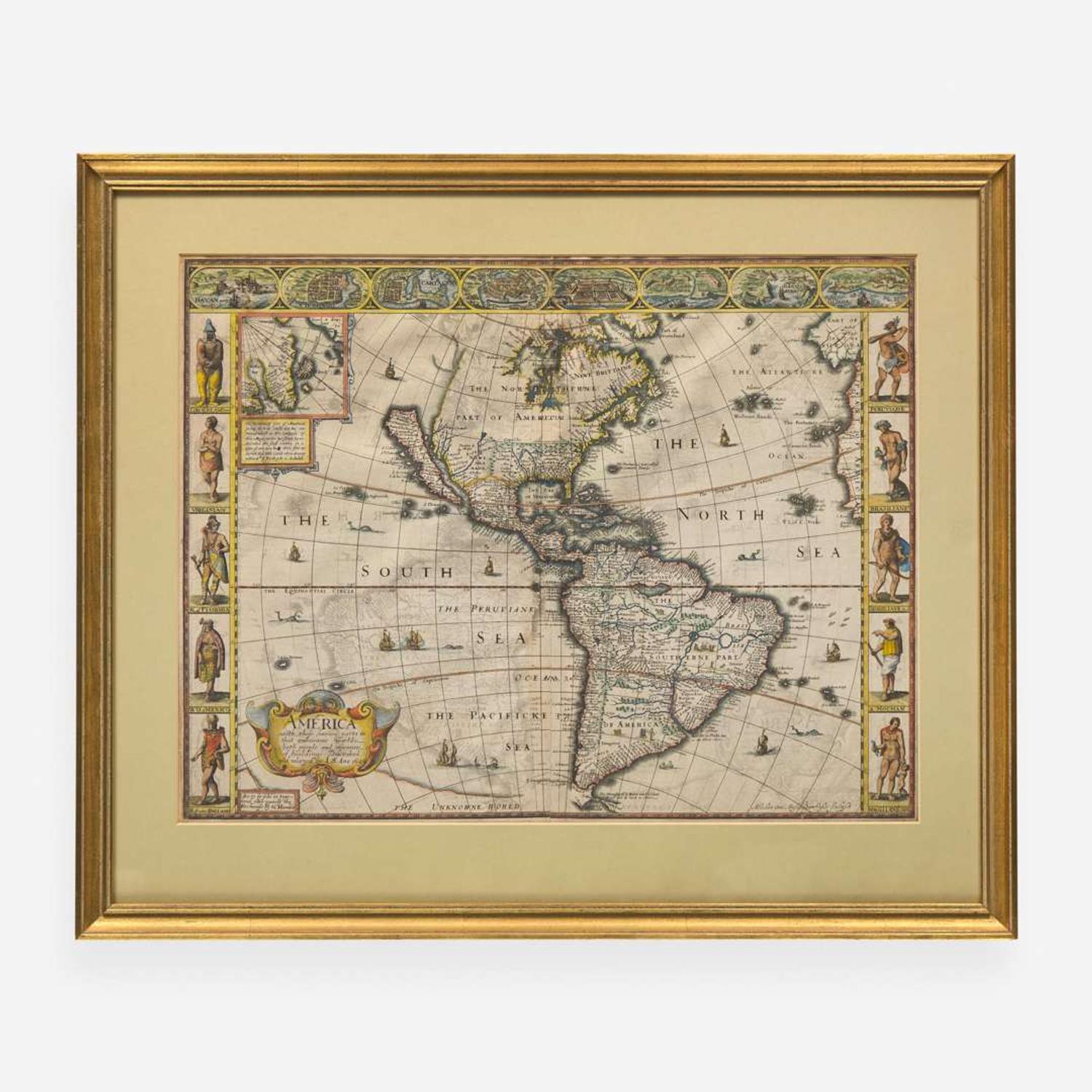 [Maps & Atlases] S(peed)., J(ohn). America with those known parts in that unknowne worlde both people and manner of buildings...