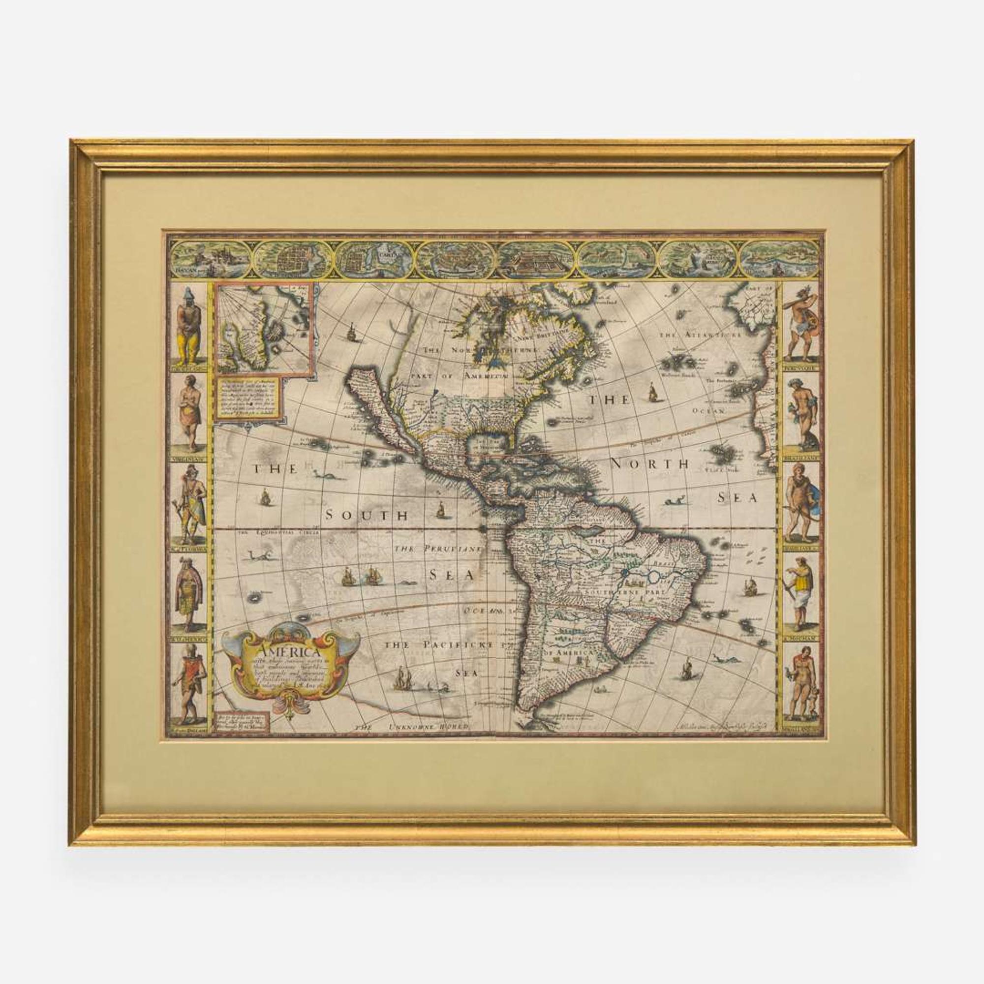 [Maps & Atlases] S(peed)., J(ohn). America with those known parts in that unknowne worlde both people and manner of buildings...