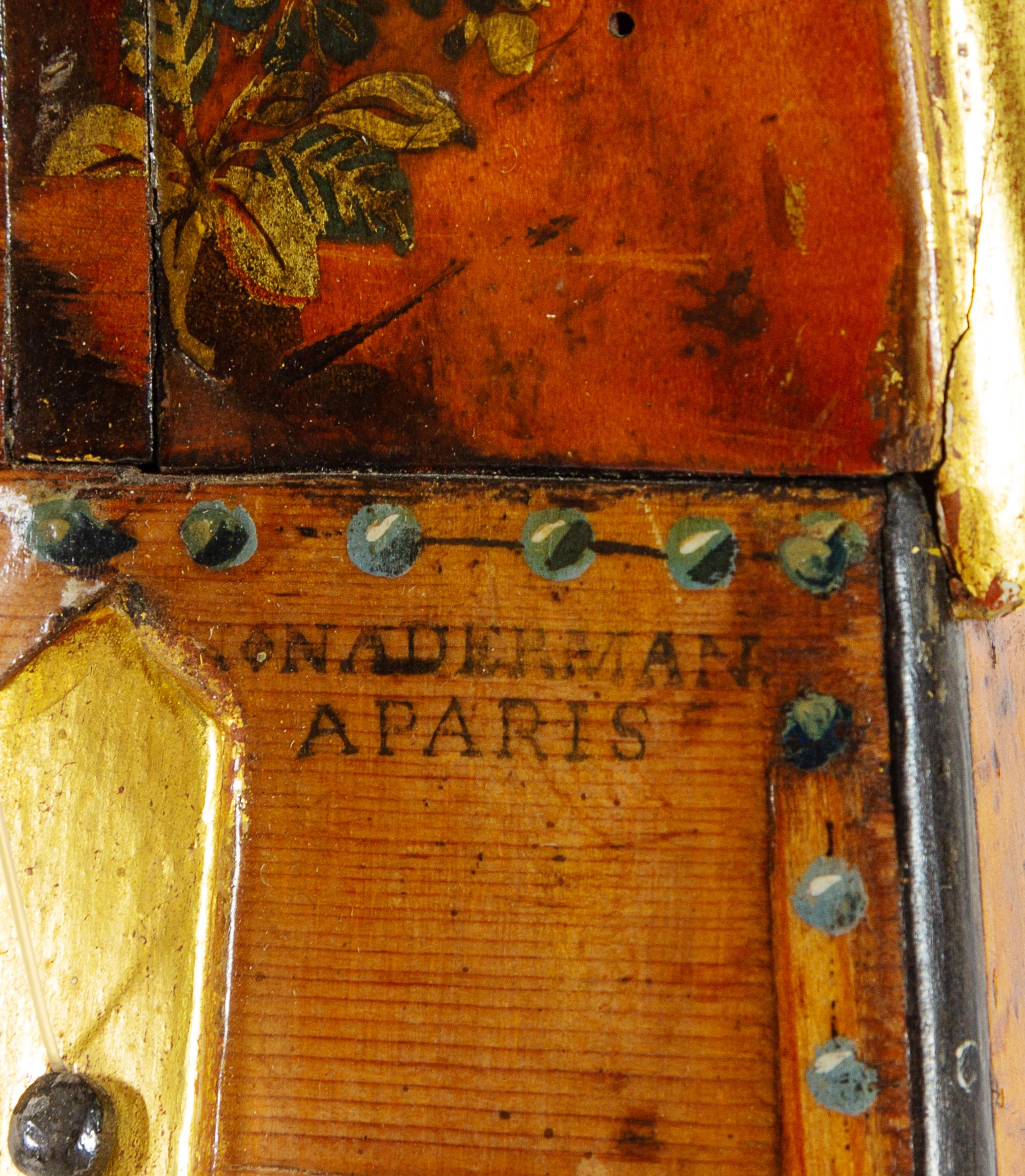A Louis XVI Parcel Gilt and Painted Satinwood Harp