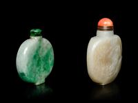 Two Jade and Jadeite Snuff Bottles