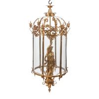A Pair of Louis XV Style Gilt Bronze Figural Lanterns