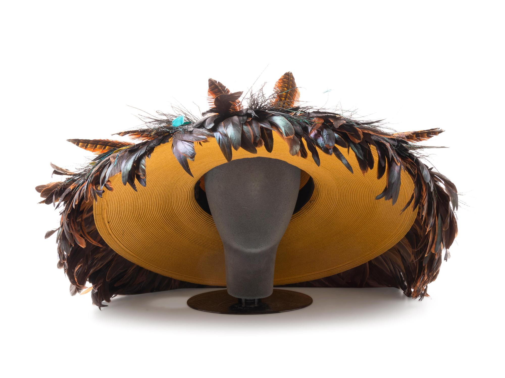 Three Kokin Hats Trimmed with Feathers, 1980-90s