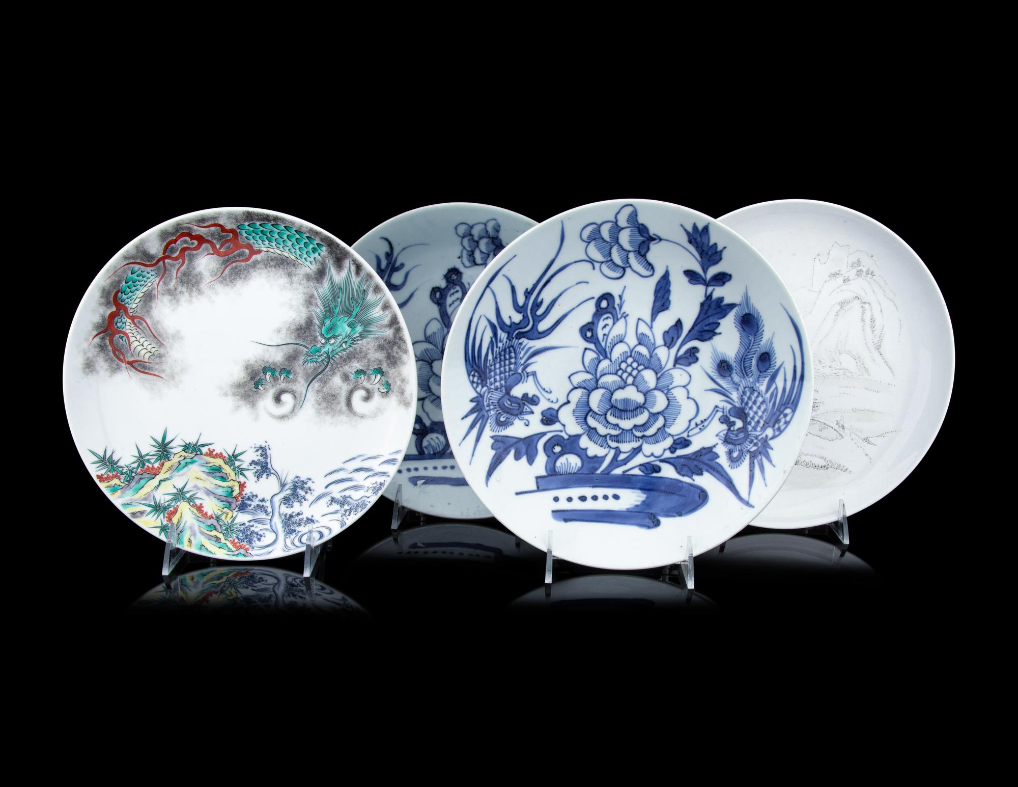 Three Chinese Porcelain Plates and One Japanese Plate