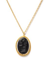 A Yellow Gold and Banded Onyx Intaglio Pendant Necklace, 4.10 dwts.