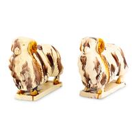 A Pair of Staffordshire Pottery Ram Figures