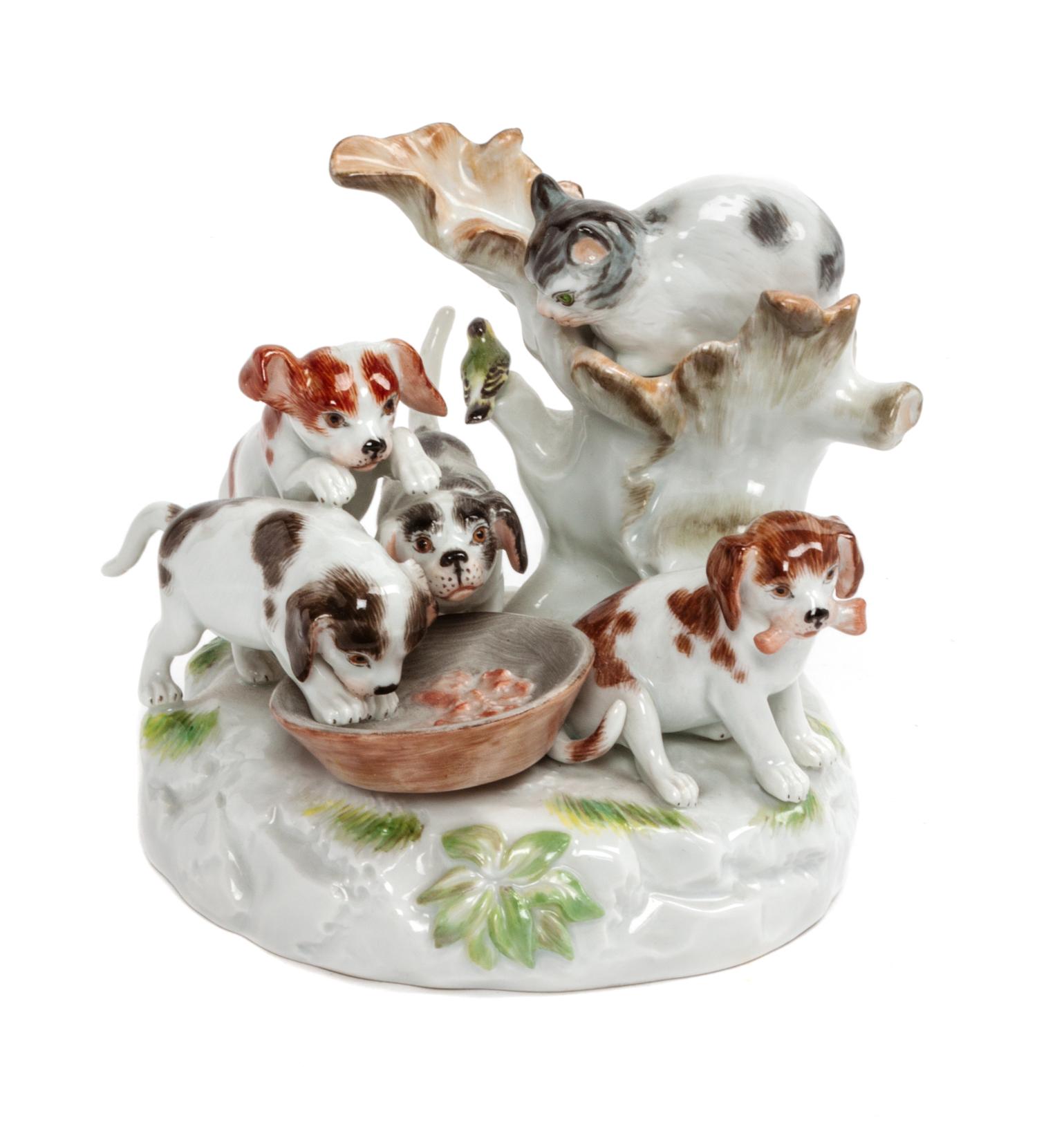 A Meissen Porcelain Figural Group Height 4 inches. — 19TH/20TH CENTURY