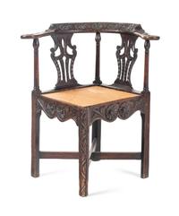 A William and Mary Carved Oak Corner Chair