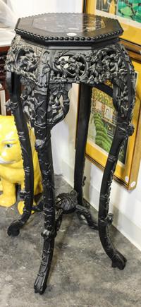 A Chinese Carved Pedestal. Height 35 1/2 inches.