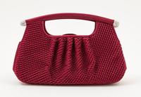 A Judith Leiber Bordeaux Satin Textured Clutch, 8" x 4.5" x 1.5".
