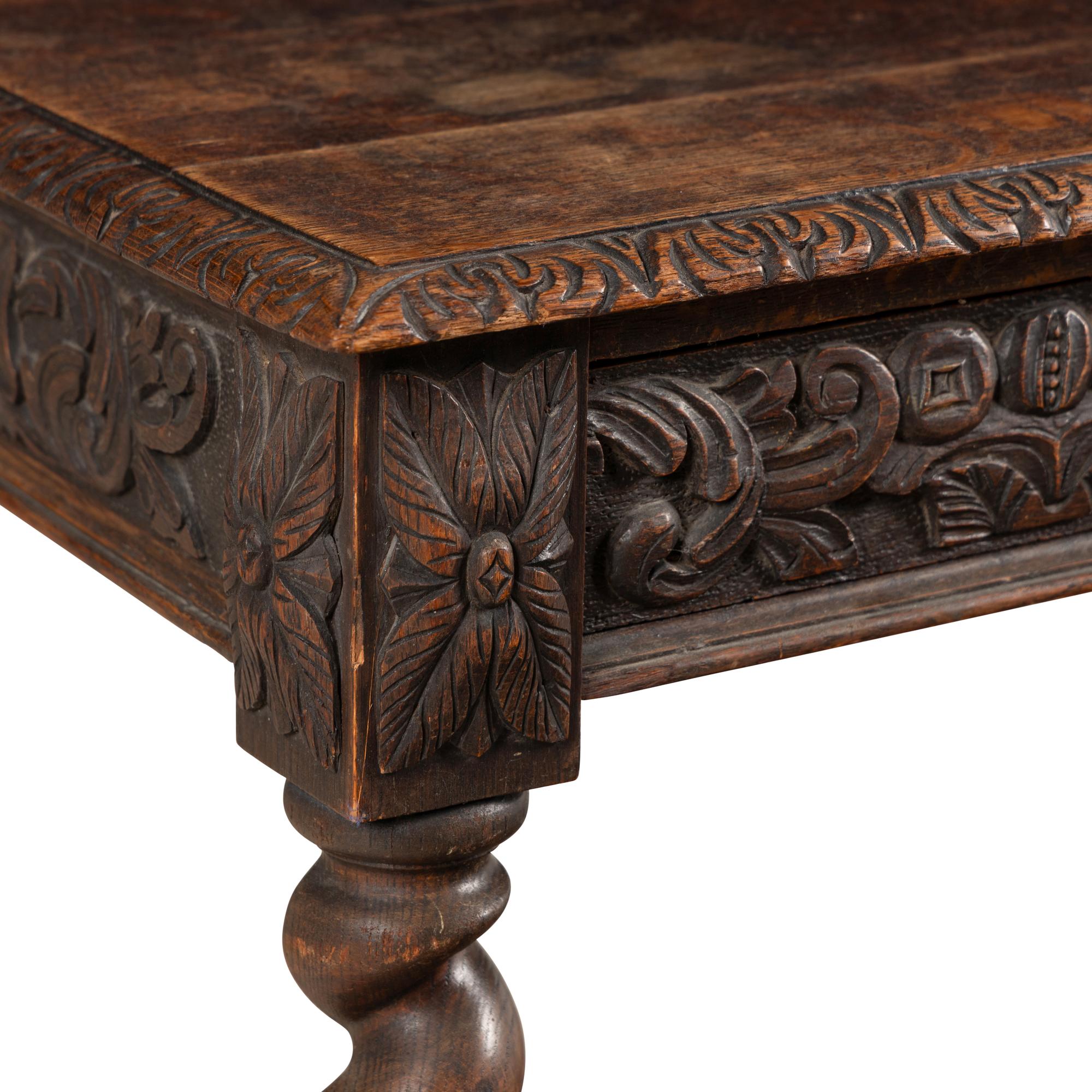 An English Carved Oak Console Table