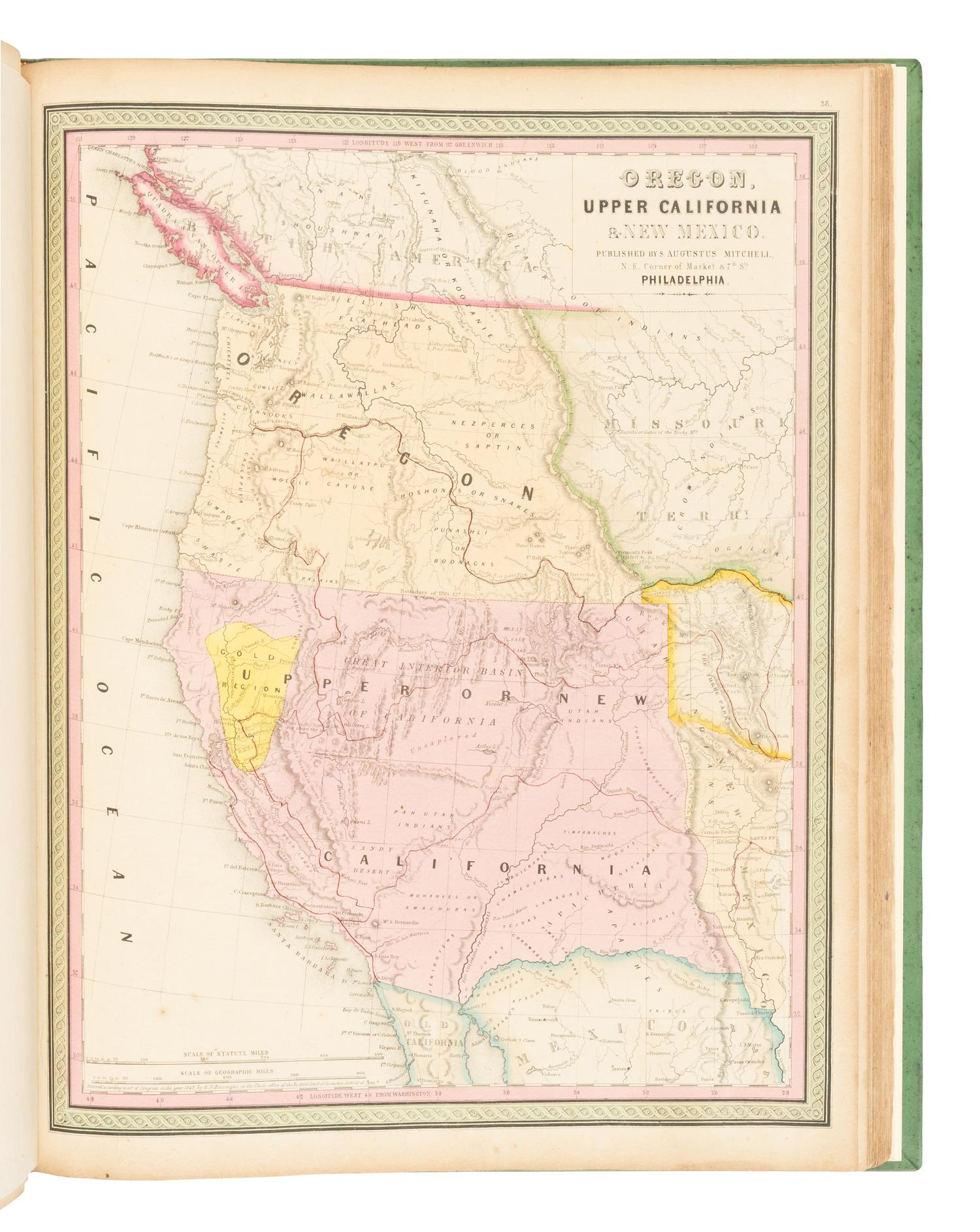 [MAPS & ATLASES]. MITCHELL, Samuel Augustus (1792-1868). A New Universal Atlas Containing Maps of the various Empires, Kingdoms, States and Republics of the World . Philadelphia: S. Augustus Mitchell, 1849.
