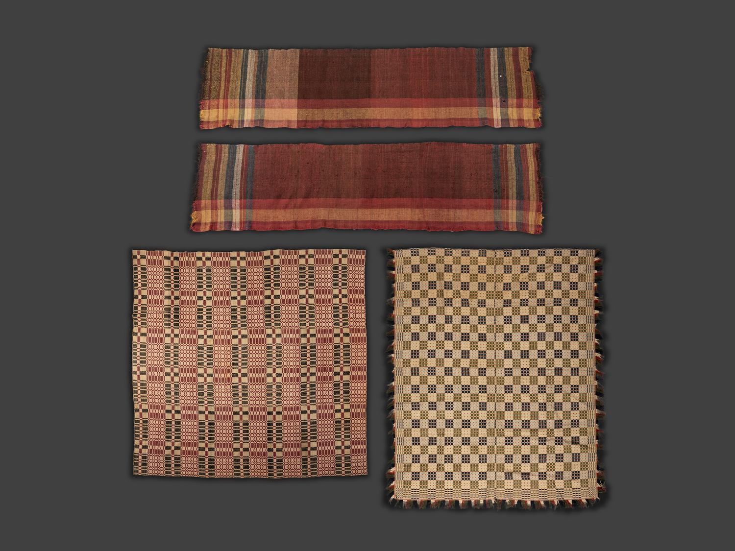 Two Woven Coverlets and a Pair of Woven Runners