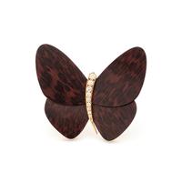 VAN CLEEF & ARPELS, WOOD AND DIAMOND BUTTERFLY BROOCH