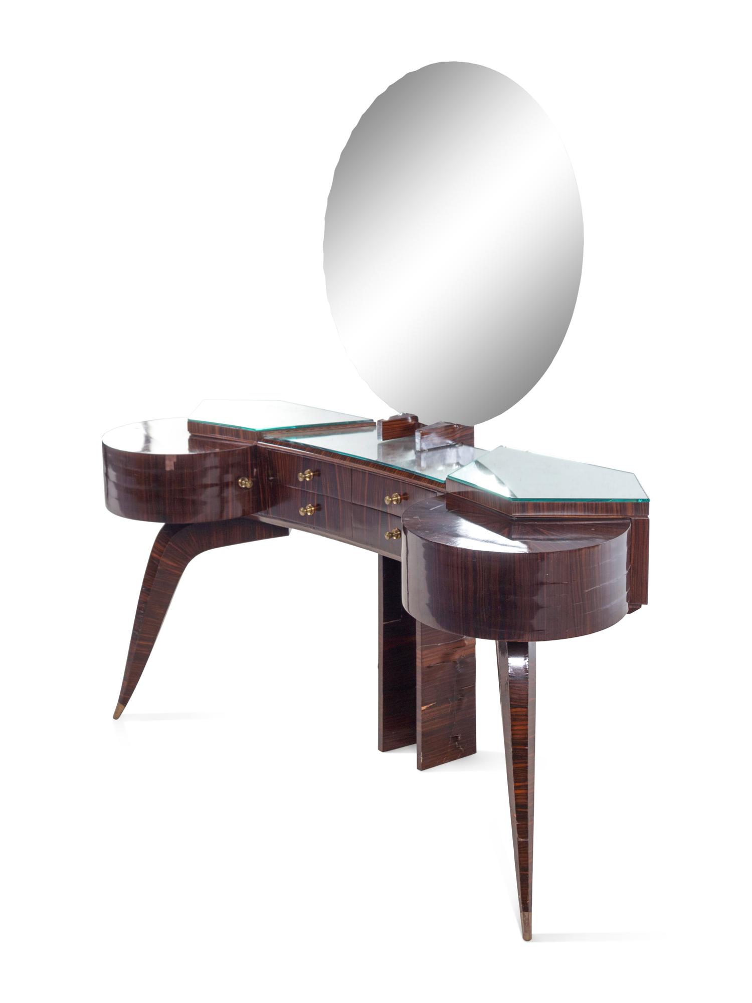 A French Art Deco Macassar Veneered Dressing Table and Chair