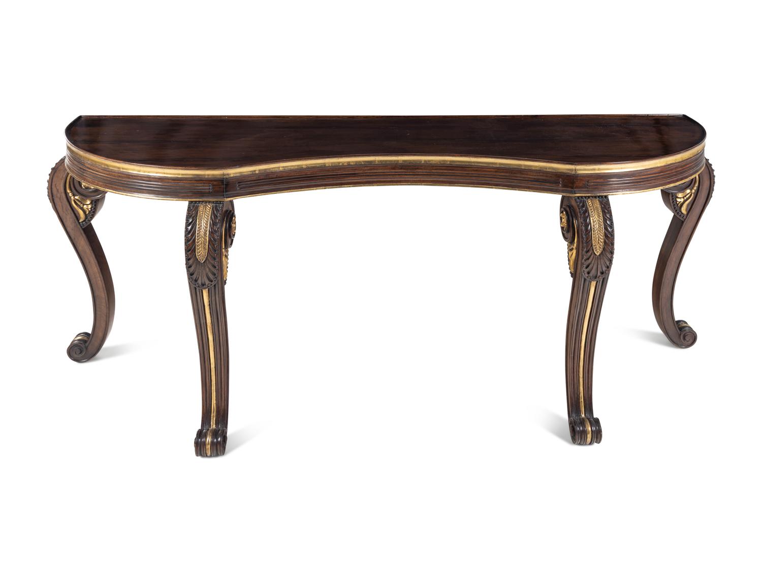 A Dessin Fournir Parcel-Gilt Walnut Console Table