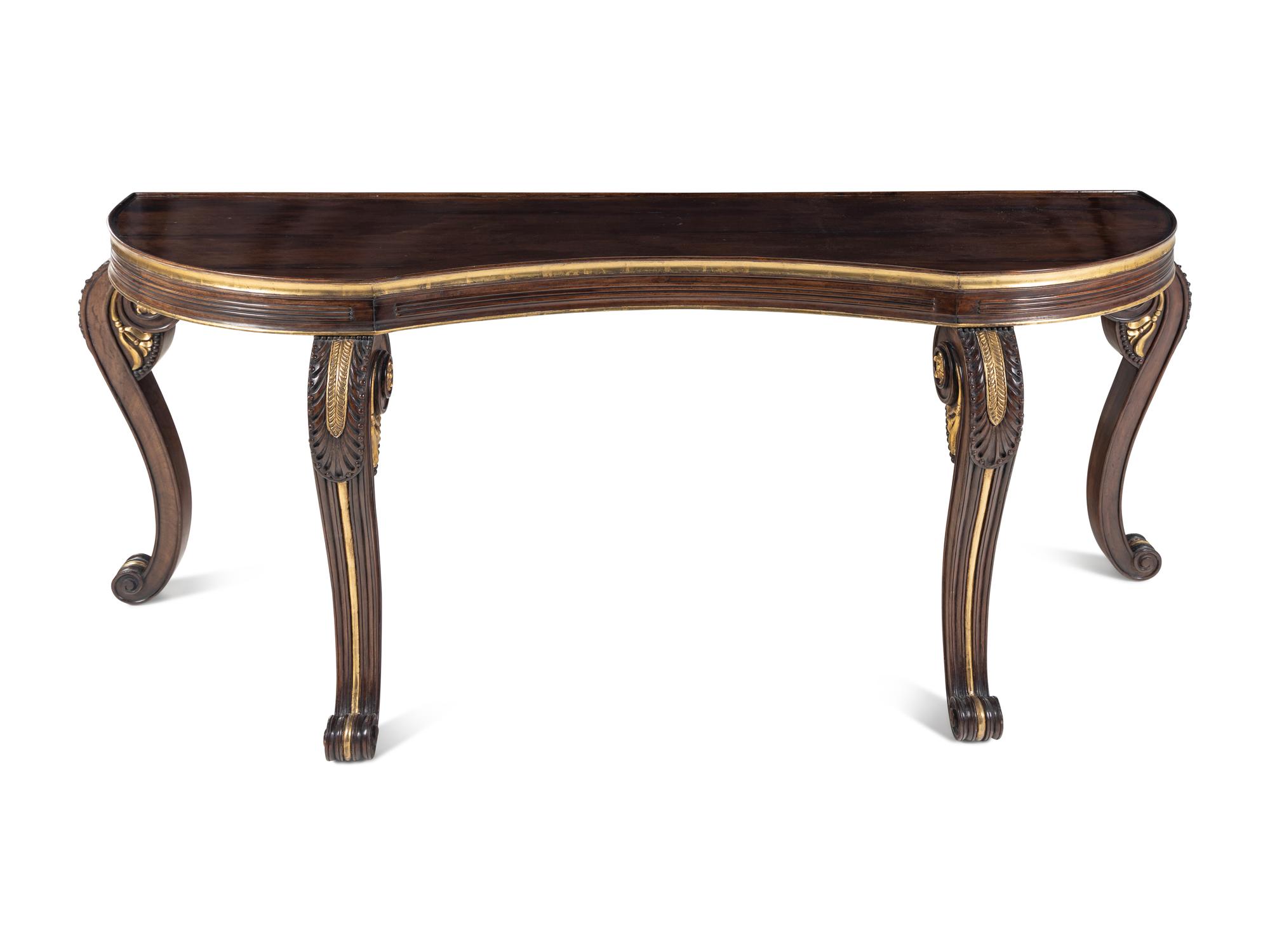 A Dessin Fournir Parcel-Gilt Walnut Console Table