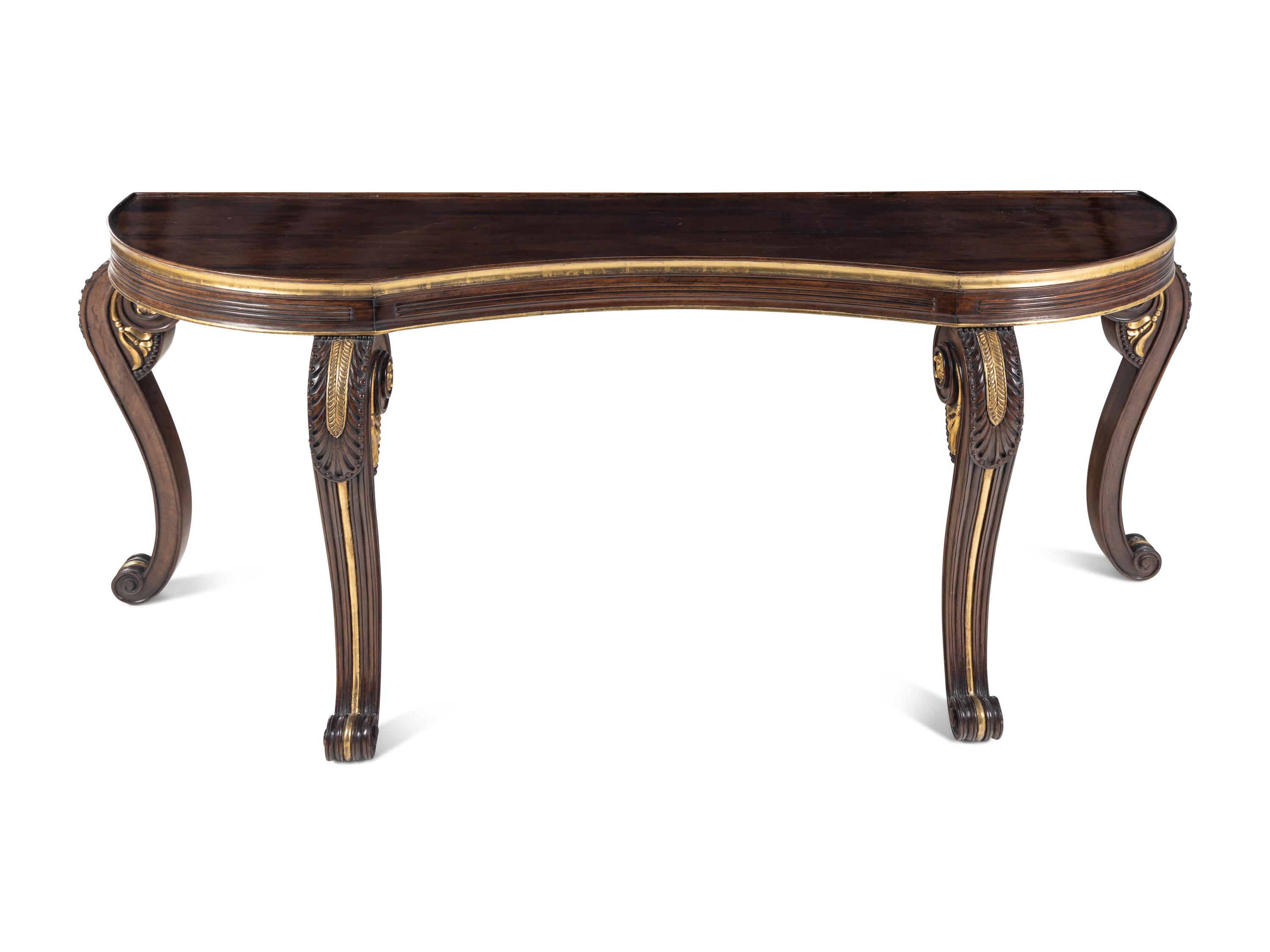 A Dessin Fournir Parcel-Gilt Walnut Console Table