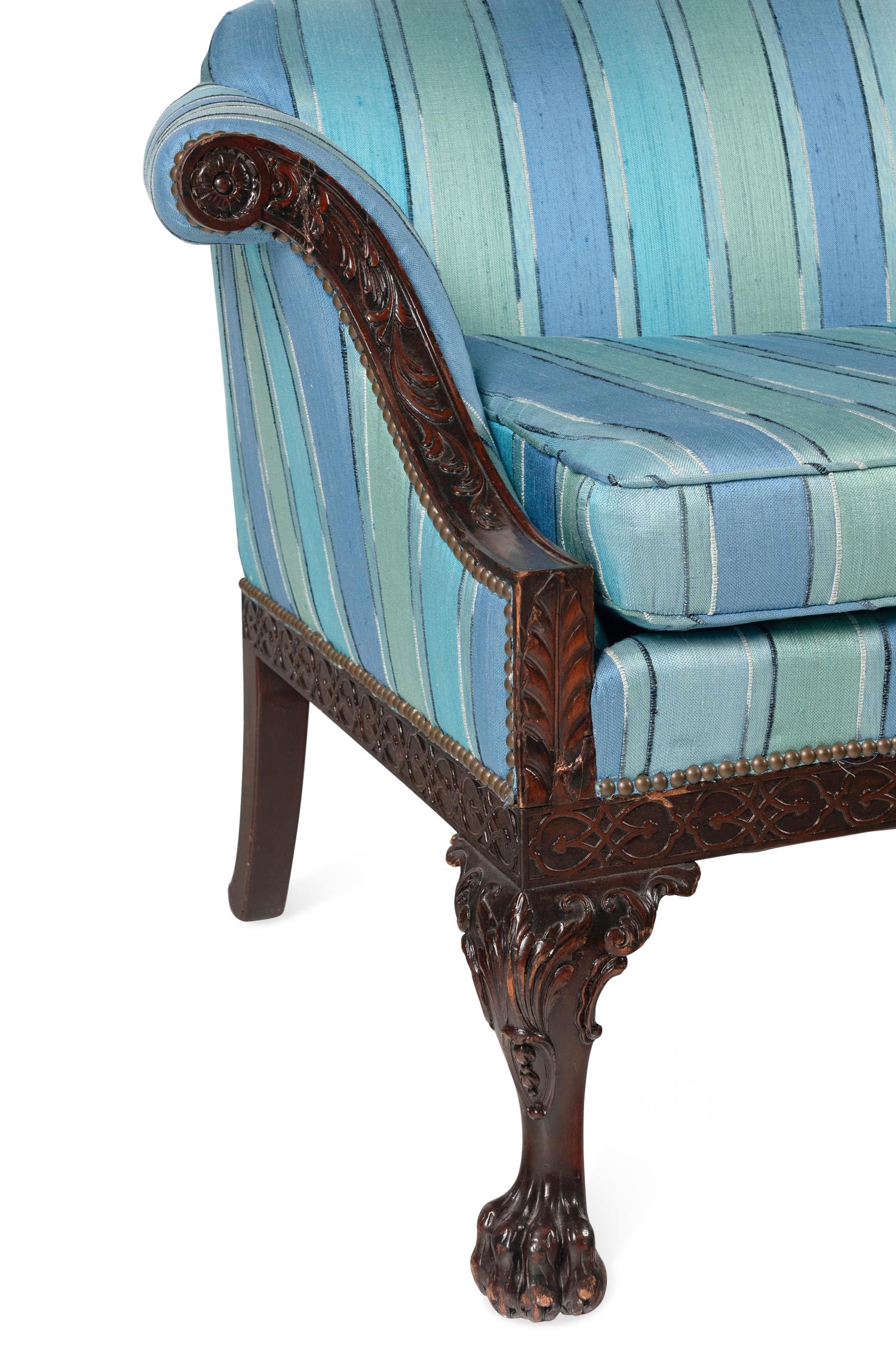 A George III Style Mahogany Camelback Settee