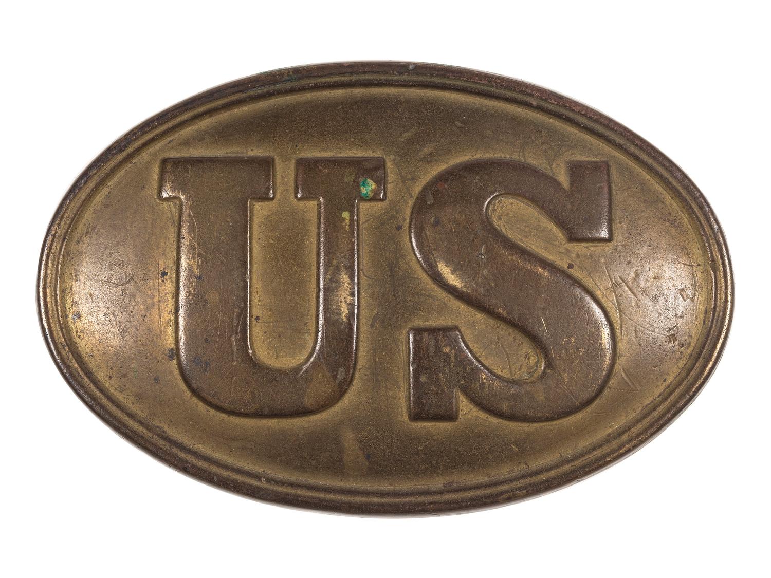 [CIVIL WAR]. Model 1839 "US" cartridge box plate.