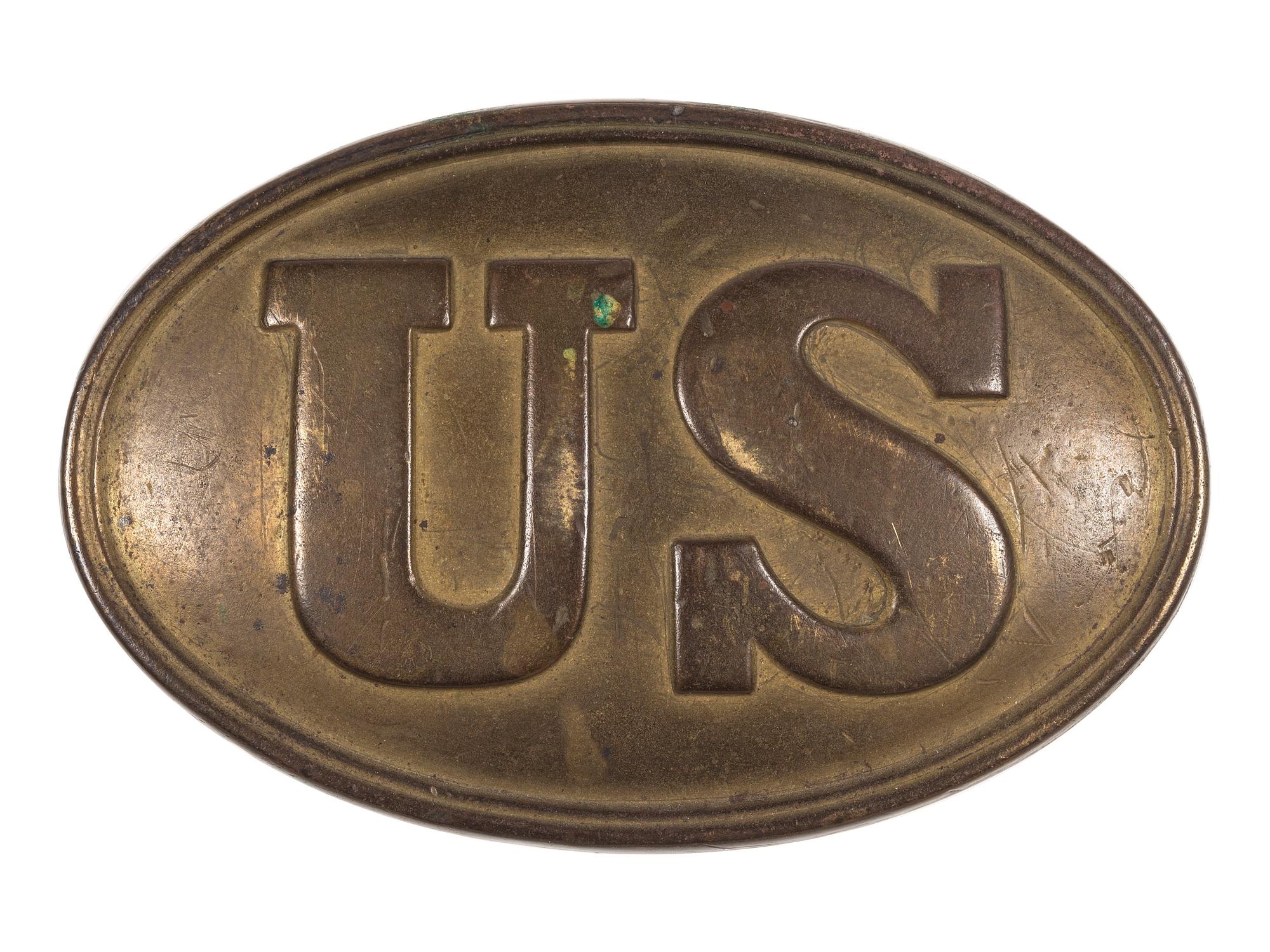 [CIVIL WAR]. Model 1839 "US" cartridge box plate.