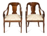 A Pair of Empire Style Mahogany Arm Chairs