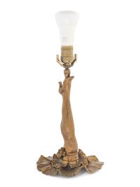 A Whimsical Gilt Metal "Cabaret Leg" Table Lamp