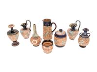 Eight Doulton Lambeth Stoneware Articles