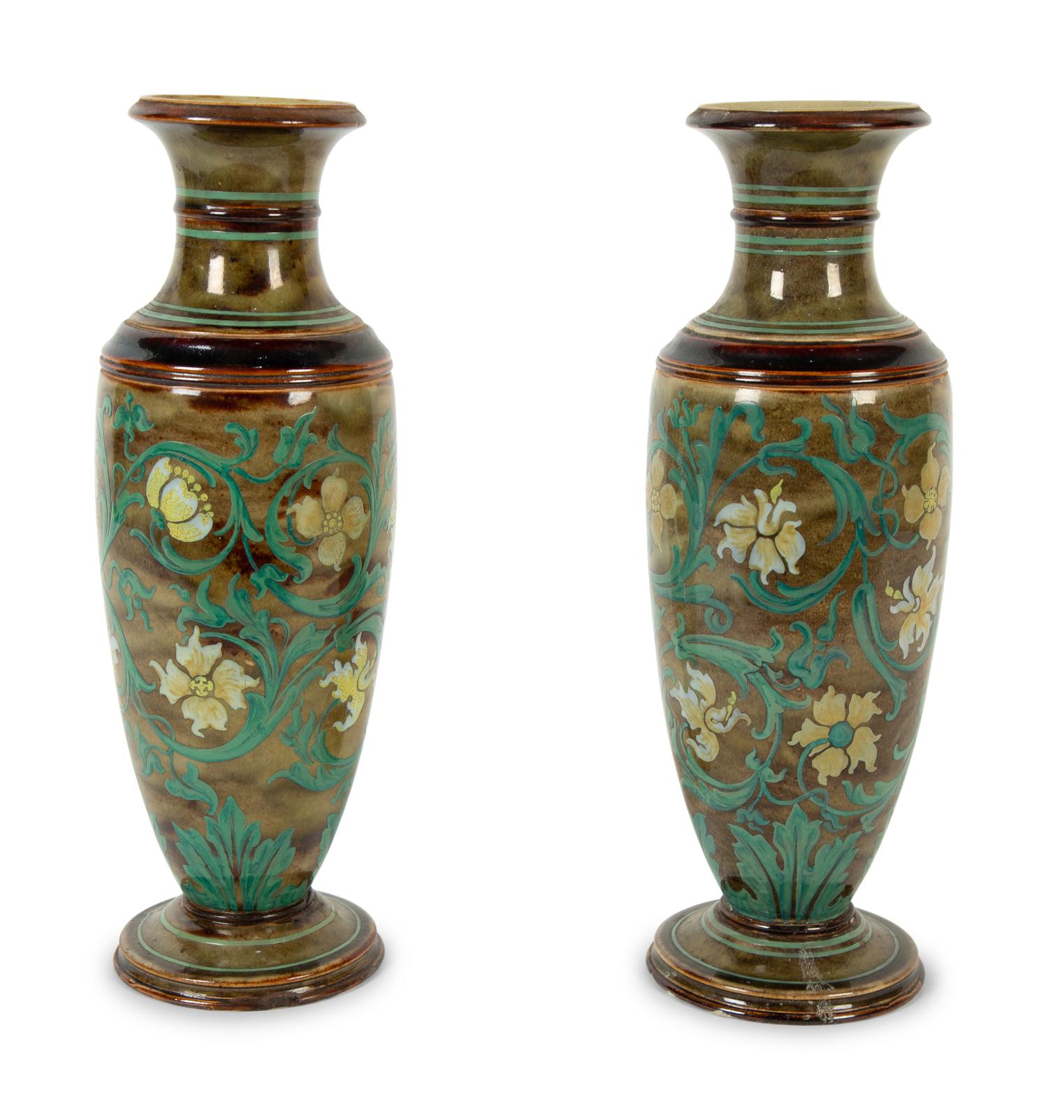 A Pair of Doulton Lambeth Stoneware Vases