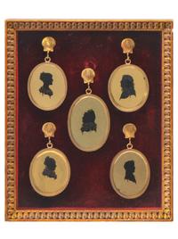 Five Verre Eglomise Family Silhouette Portraits