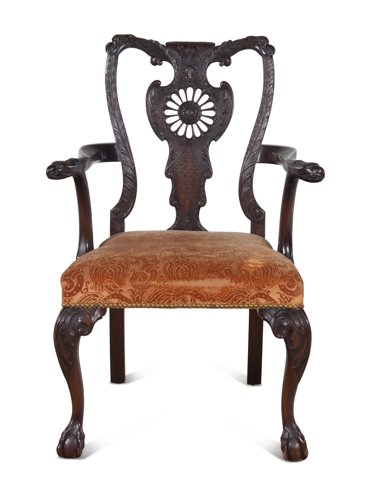 A George II Style Carved Mahogany Armchair