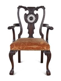 A George II Style Carved Mahogany Armchair