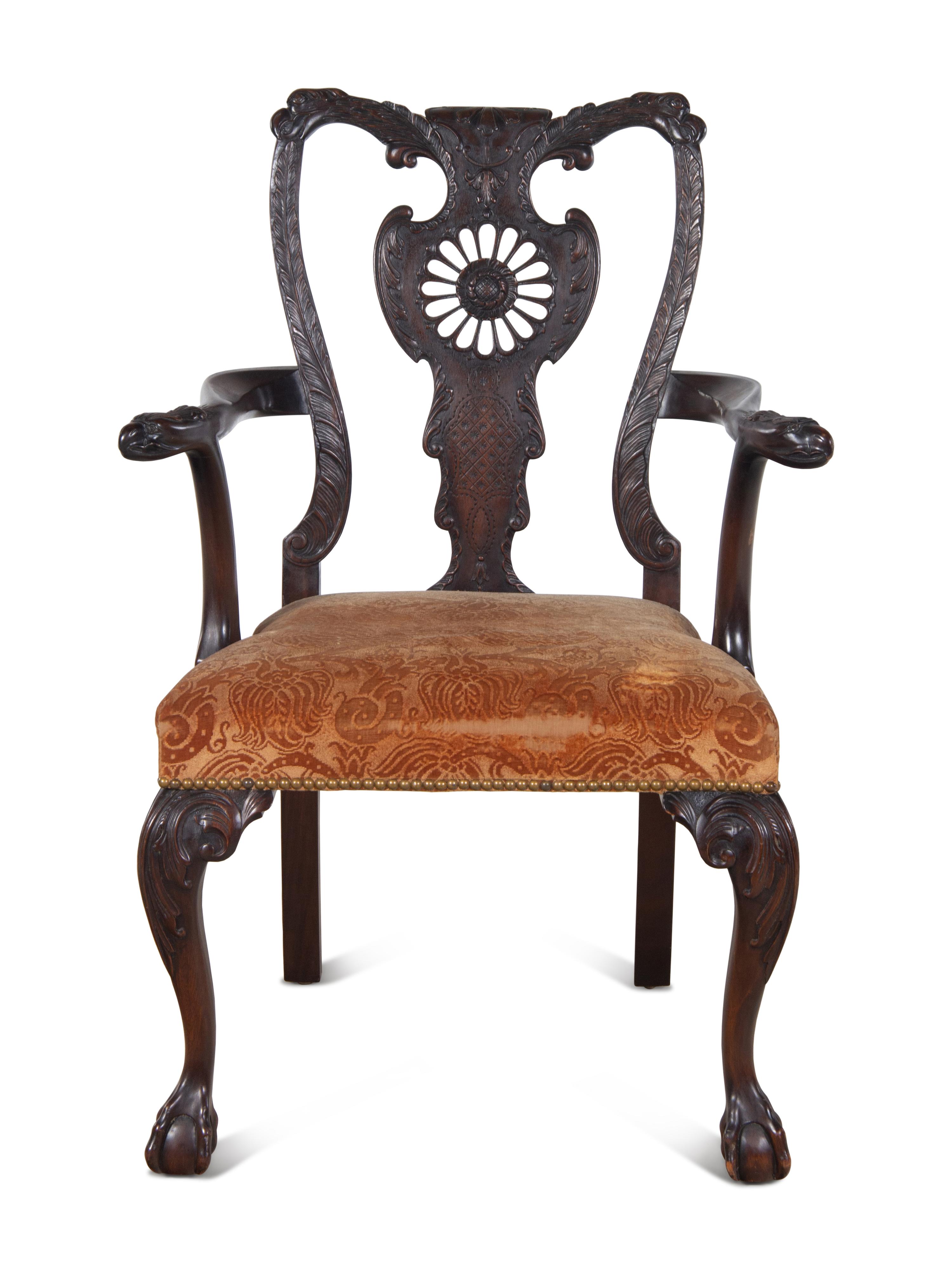 A George II Style Carved Mahogany Armchair