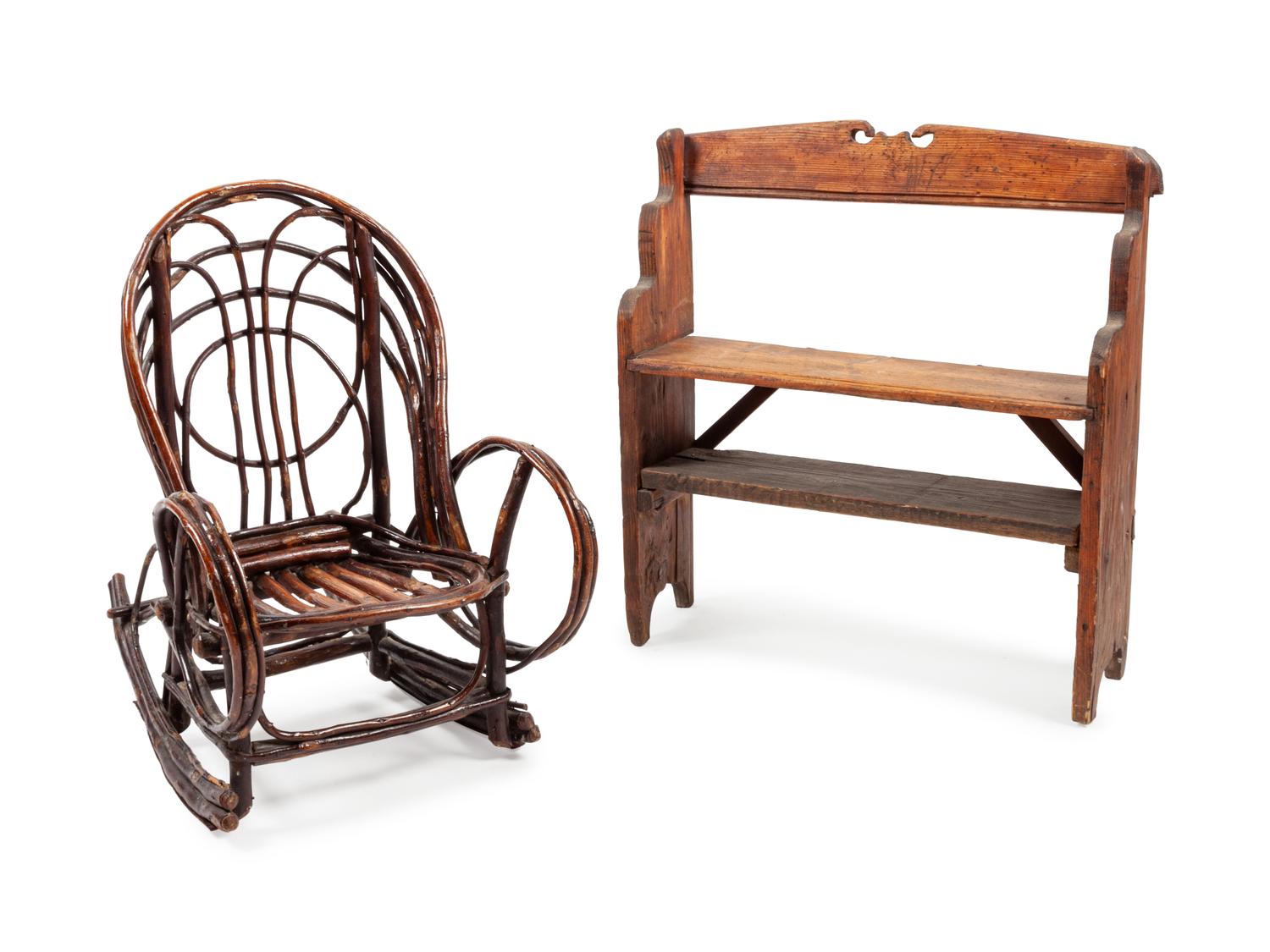 Children's Bookcase and Twisted Back Rocker