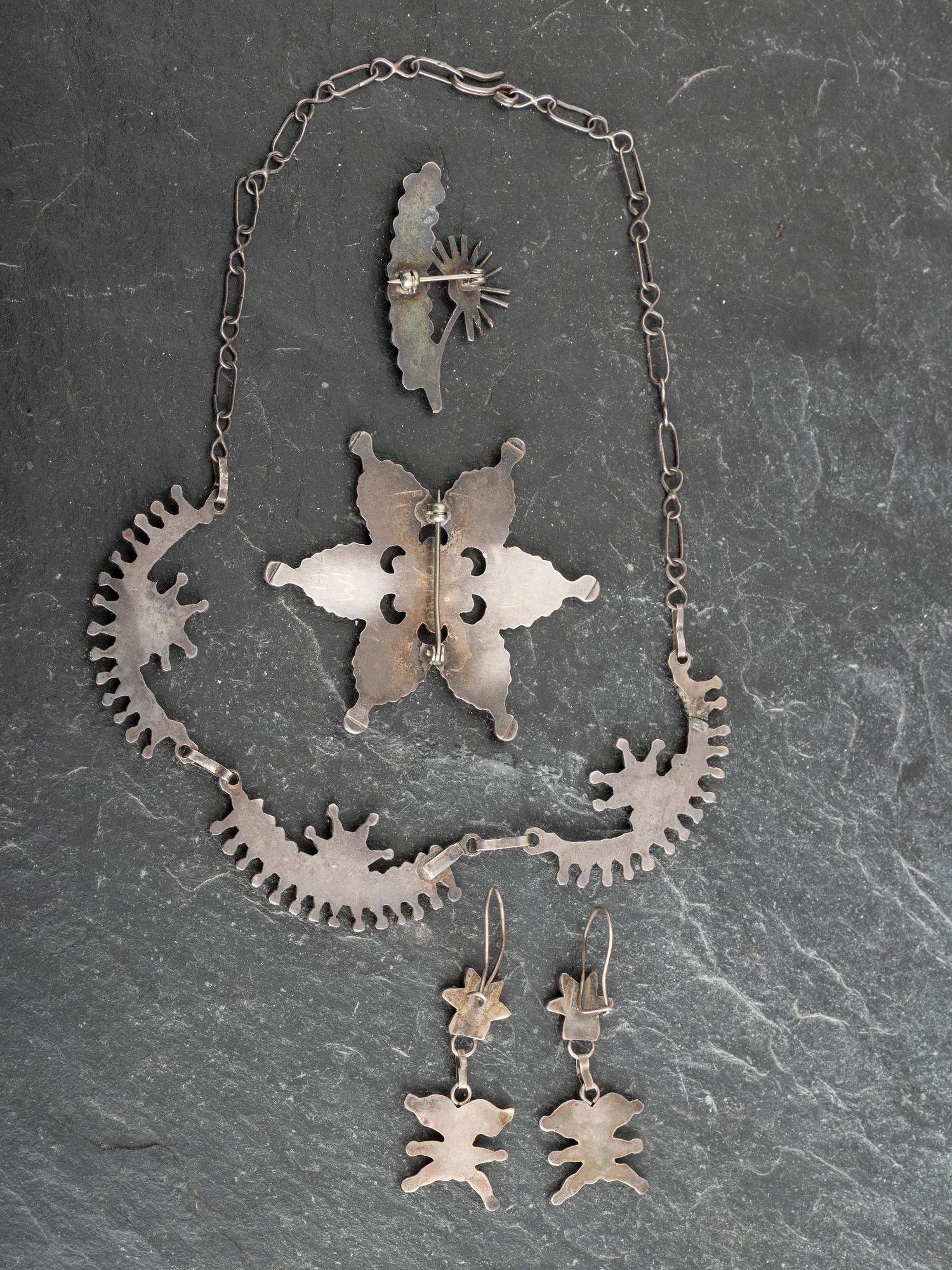 Zuni Silver and Floral Petit Point Turquoise Jewelry