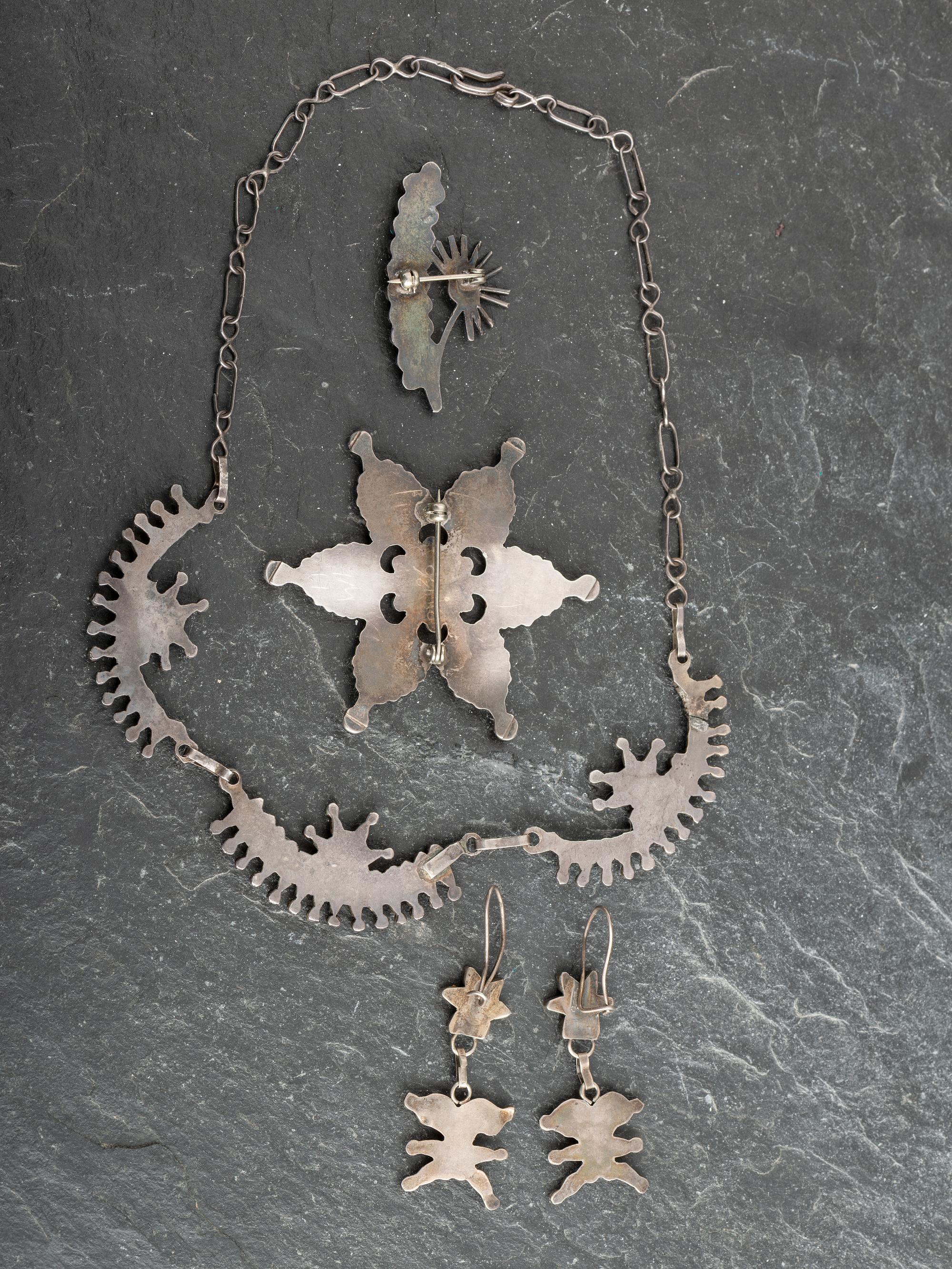 Zuni Silver and Floral Petit Point Turquoise Jewelry