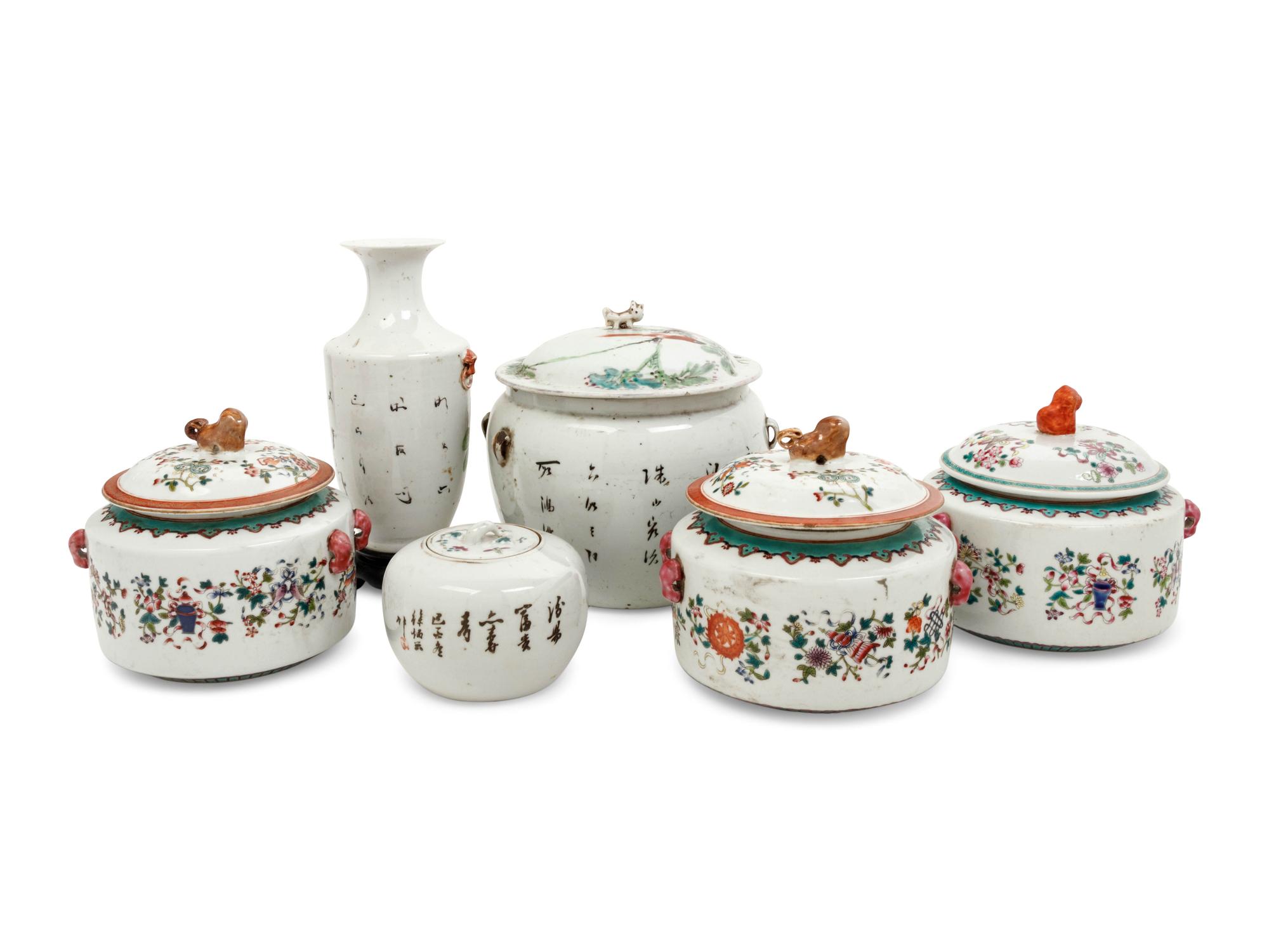 Six Chinese Famille Rose Porcelain Wares