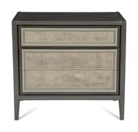 A Pair of Custom Painted Bedside Cabinets with Faux-Python Veneered Drawer Fronts