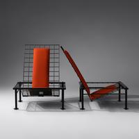 Pair of Postmodern Reclining Metal Wire Chairs, c. 1980 Les Amisco Industries, Canada