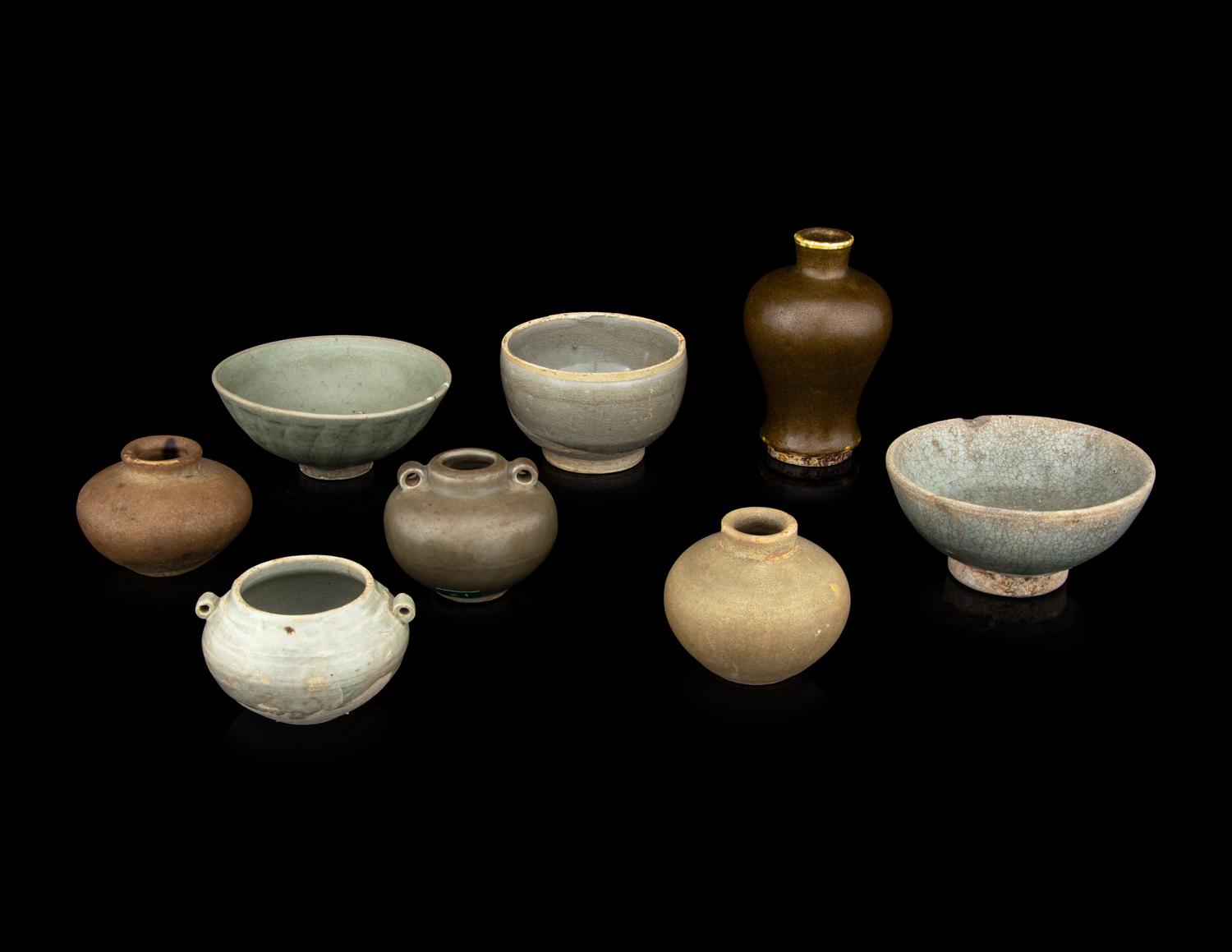 Eight Chinese Monochrome Glazed Porcelain Wares