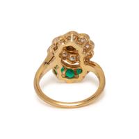 YELLOW GOLD, EMERALD, AND DIAMOND RING