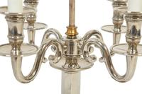 A French Silvered Brass Four-Arm Bouillotte Lamp with a Tole Shade