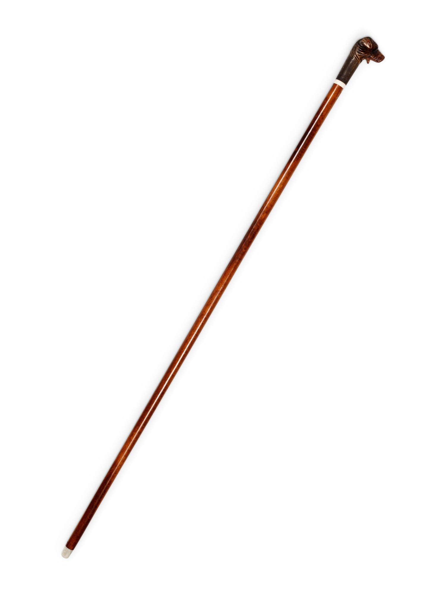An English Carved Oak and Walnut Zoomorphic Walking Stick