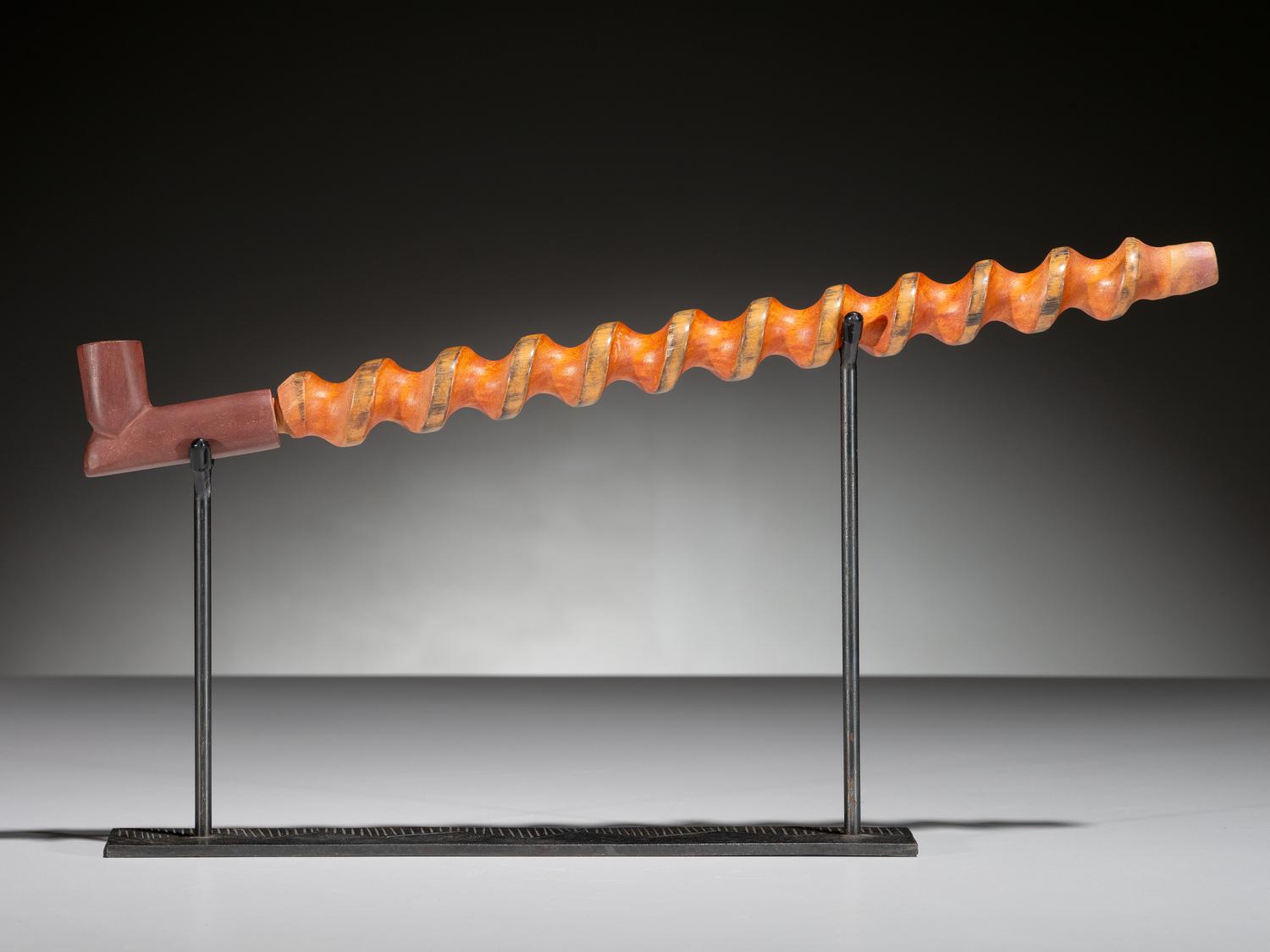 Eastern Plains Twisted and Painted Pipe Stem, with Catlinite Bowl