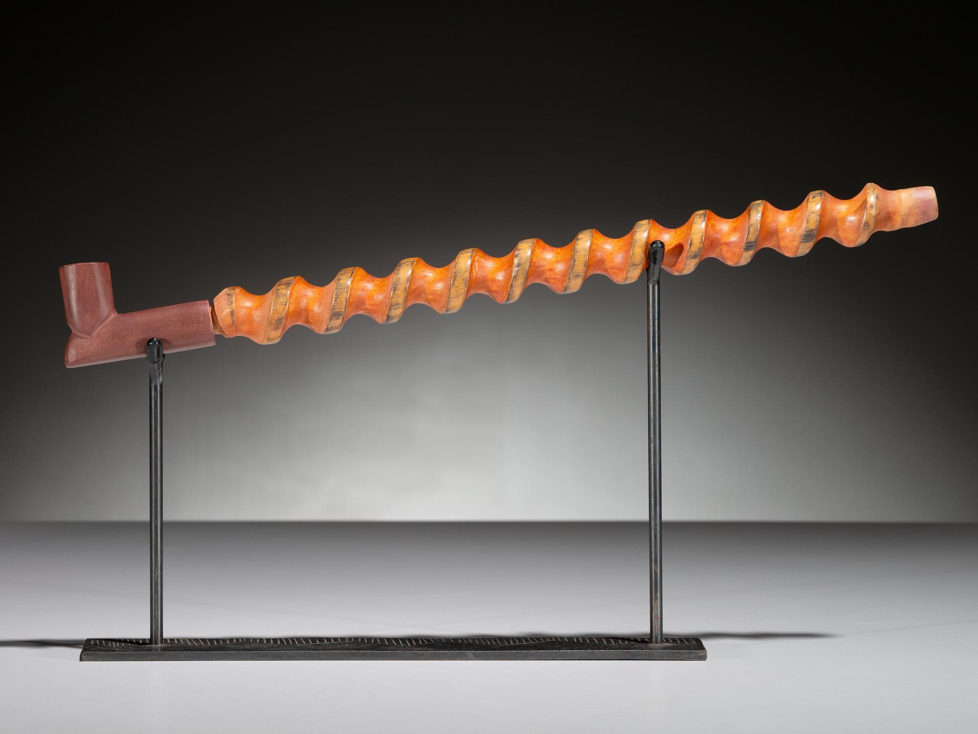 Eastern Plains Twisted and Painted Pipe Stem, with Catlinite Bowl