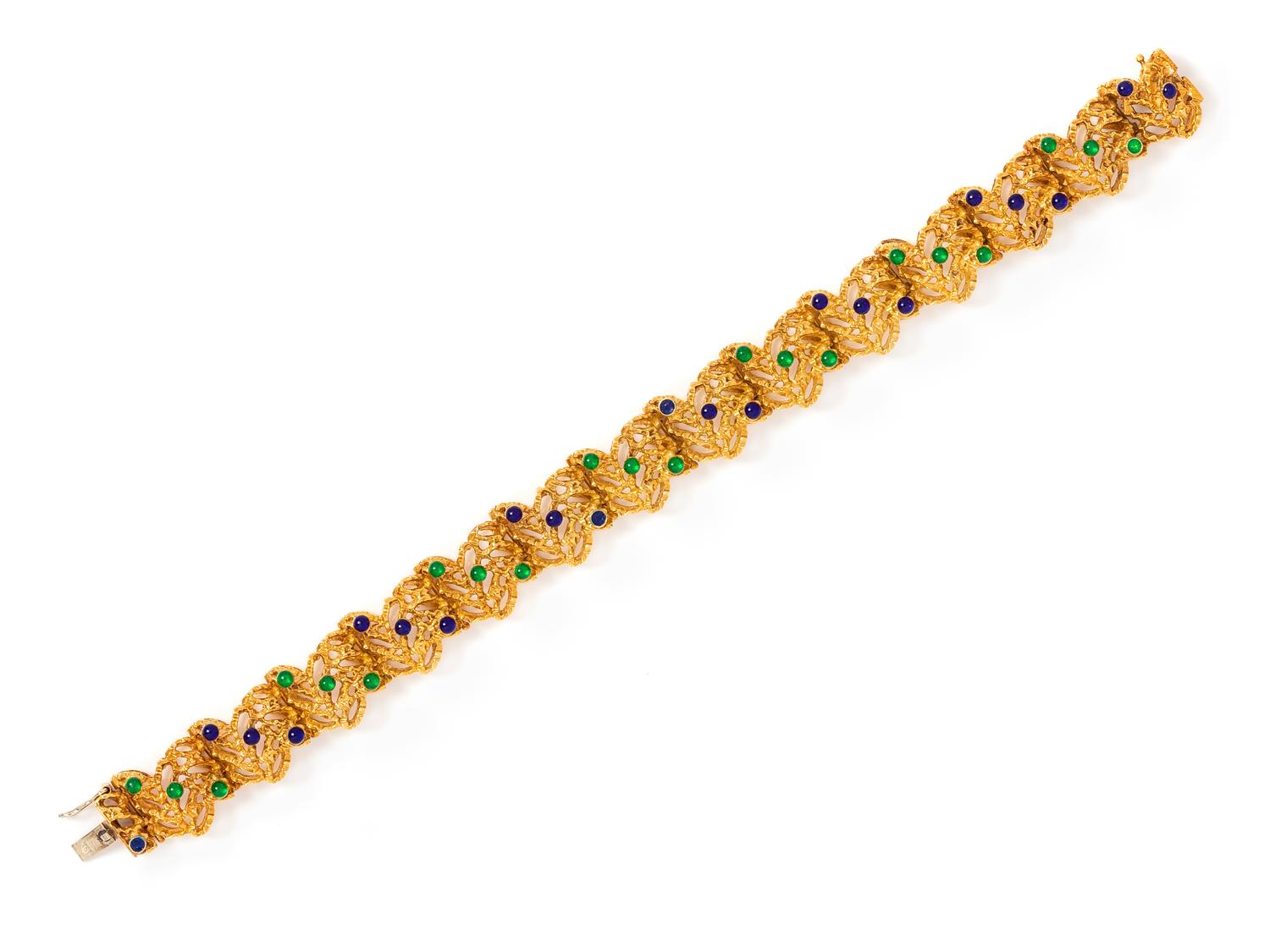 An 18 Karat Yellow Gold and Polychrome Enamel Bracelet,